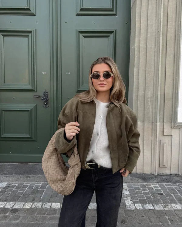 Faux-Suede Bomberjacke