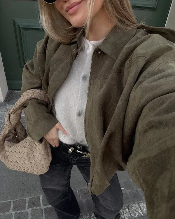 Faux-Suede Bomberjacke